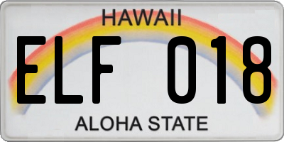 HI license plate ELF018