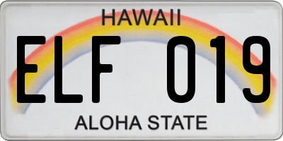 HI license plate ELF019