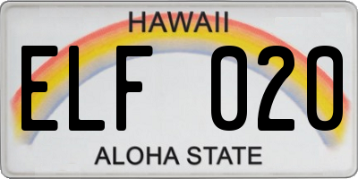 HI license plate ELF020