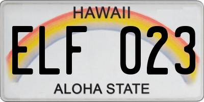 HI license plate ELF023