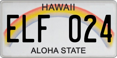 HI license plate ELF024