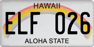 HI license plate ELF026