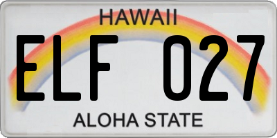 HI license plate ELF027