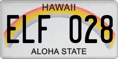 HI license plate ELF028