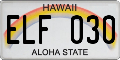 HI license plate ELF030