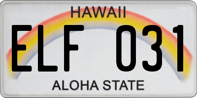 HI license plate ELF031