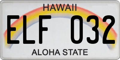 HI license plate ELF032