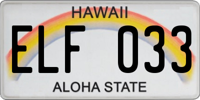 HI license plate ELF033