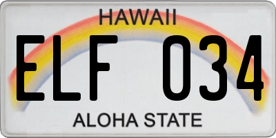 HI license plate ELF034