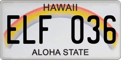 HI license plate ELF036