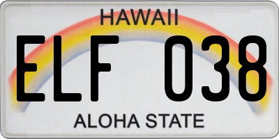 HI license plate ELF038
