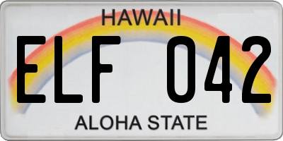 HI license plate ELF042