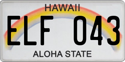 HI license plate ELF043