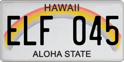 HI license plate ELF045