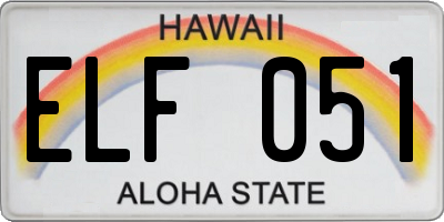 HI license plate ELF051
