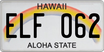 HI license plate ELF062