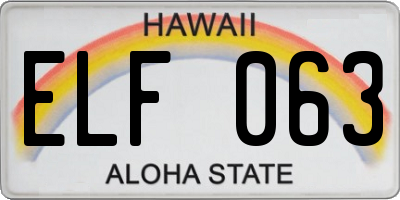 HI license plate ELF063