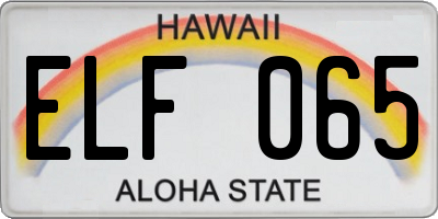 HI license plate ELF065