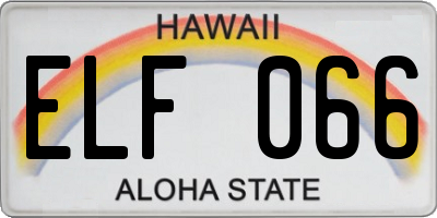 HI license plate ELF066