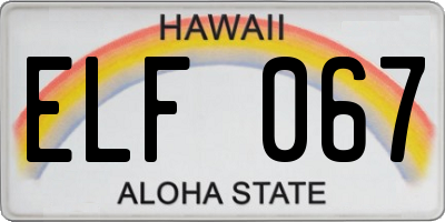 HI license plate ELF067