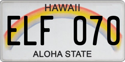 HI license plate ELF070