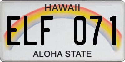HI license plate ELF071