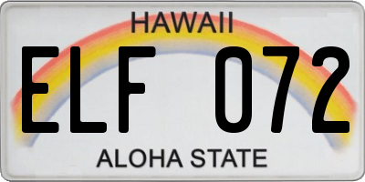 HI license plate ELF072