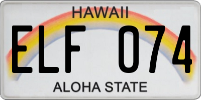 HI license plate ELF074
