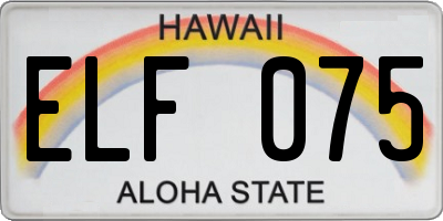 HI license plate ELF075