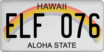 HI license plate ELF076