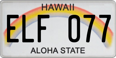 HI license plate ELF077