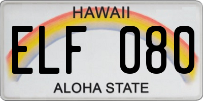 HI license plate ELF080