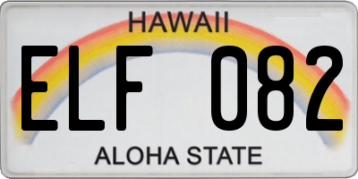HI license plate ELF082