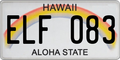 HI license plate ELF083