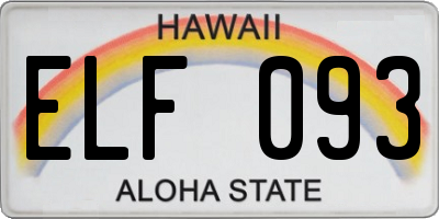 HI license plate ELF093