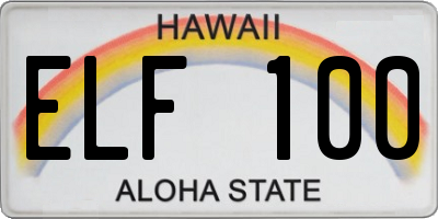 HI license plate ELF100