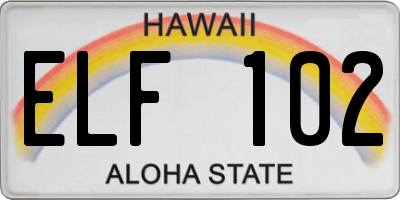 HI license plate ELF102