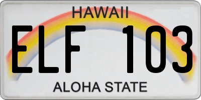 HI license plate ELF103