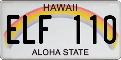 HI license plate ELF110