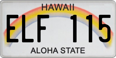 HI license plate ELF115