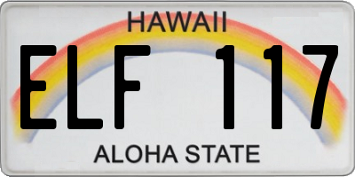 HI license plate ELF117