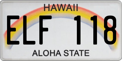 HI license plate ELF118