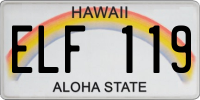 HI license plate ELF119