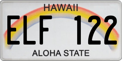 HI license plate ELF122