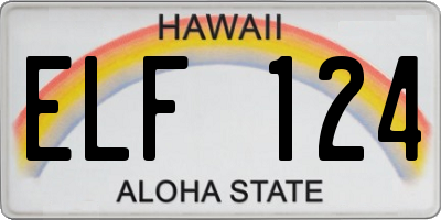 HI license plate ELF124