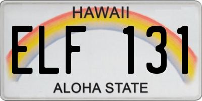 HI license plate ELF131