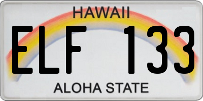 HI license plate ELF133
