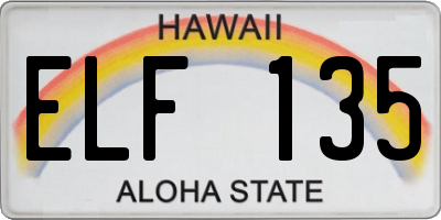 HI license plate ELF135