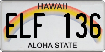 HI license plate ELF136
