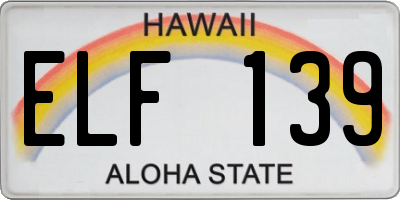 HI license plate ELF139